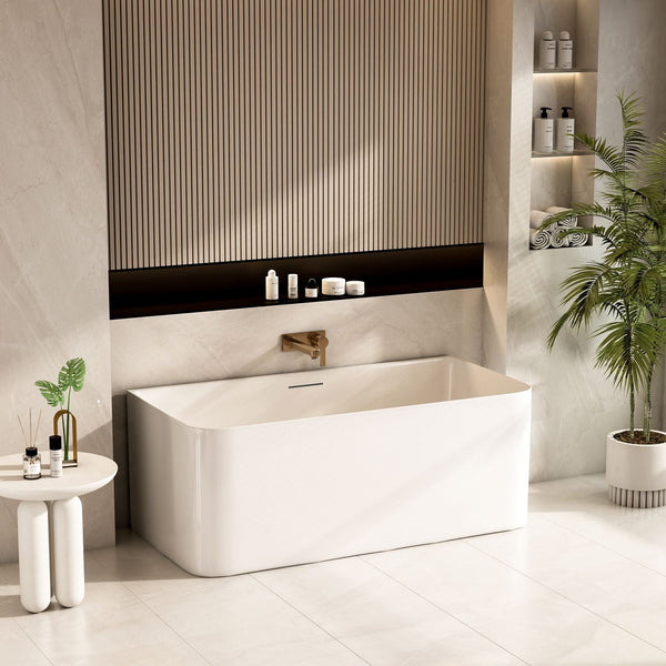 Bullion Ultra‑Thin Back‑to‑Wall Bathtub – Gloss White