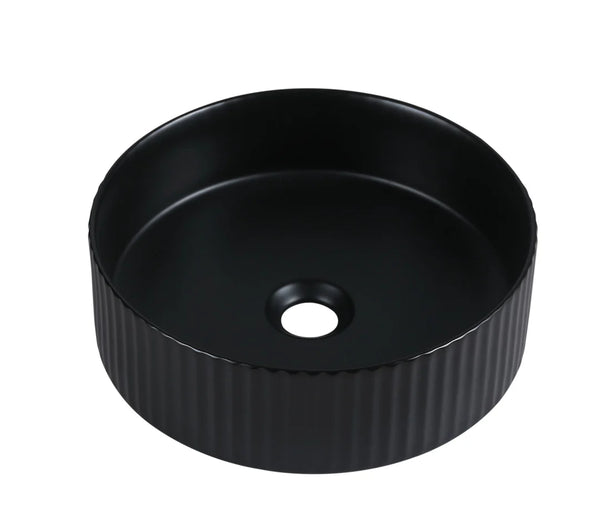 Cora 36 Counter-Top Fluted Round Basin – Matt Black