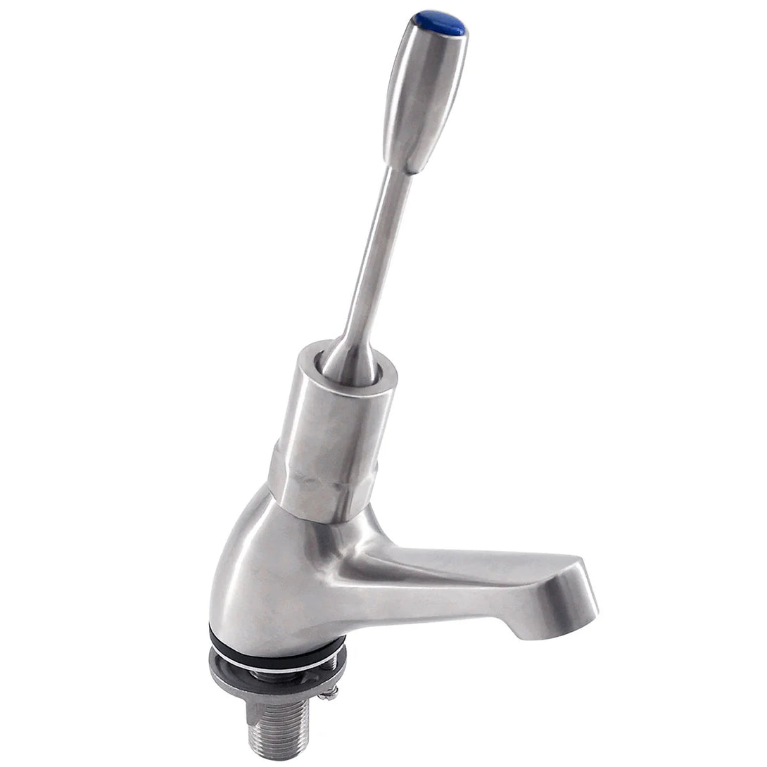 Stainless Steel Lever Handle Pillar Tap - Adjustable Timed Flow/Mechan