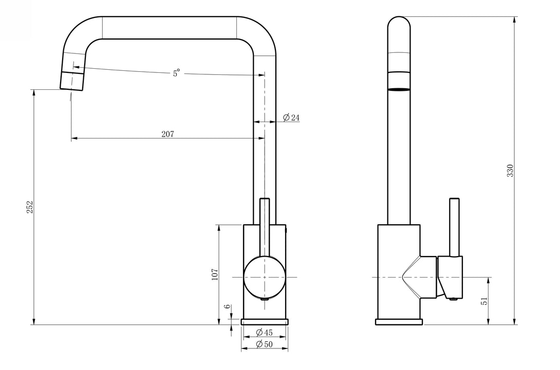 Linea Kitchen Sink Mixer Tap | Square-Arc Spout